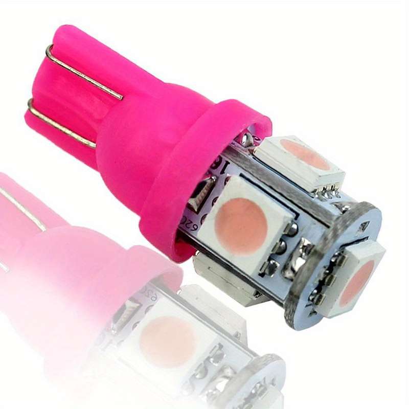 10pcs Pink Purple T10 LED Car Light Bulbs 5 LED SMD Dome Light Accessories for Mot