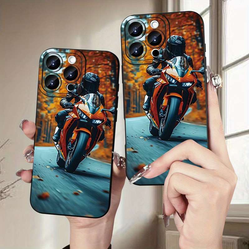 1Pc Black For iPhone XS Max Motorcycle Pattern Phone Case