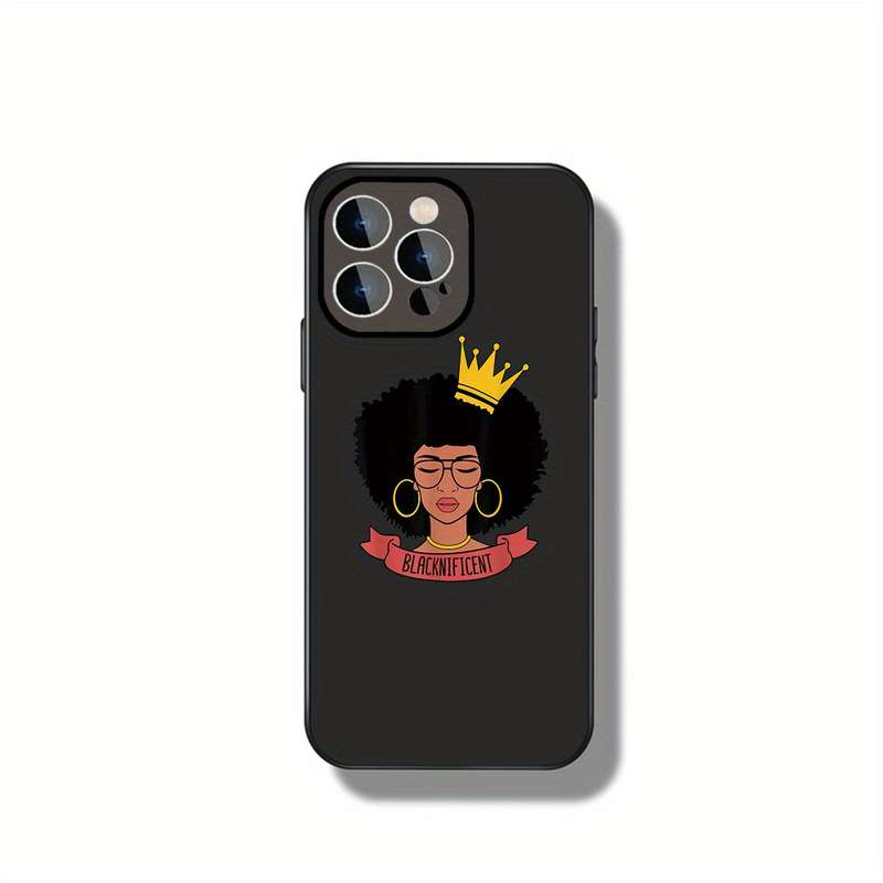 1Pc Black For iPhone 16 Plus Crown African Phone Case