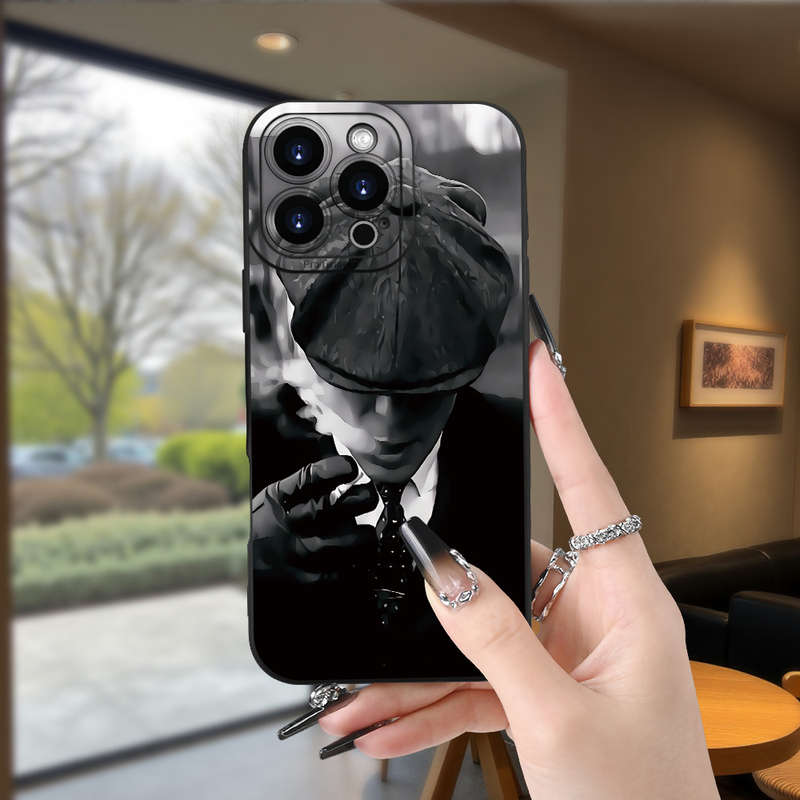 1Pc Black For iPhone 14 Plus Gangster Themed Design Phone Case