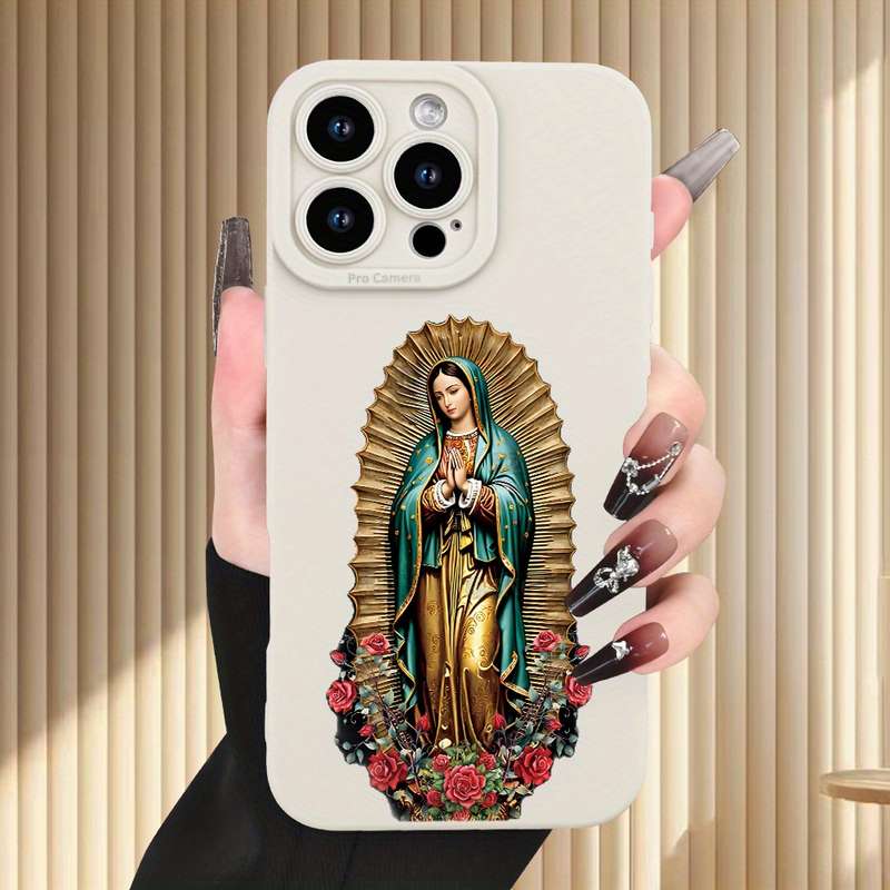 1Pc Ivory White For iPhone 16 Pro Max Nun Pattern Phone Case