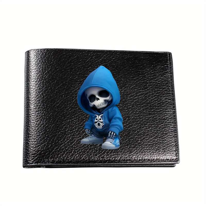 1pc Skull Boy Print Men's Faux Leather WalletMultifunctional Bifold Design with Card Holder