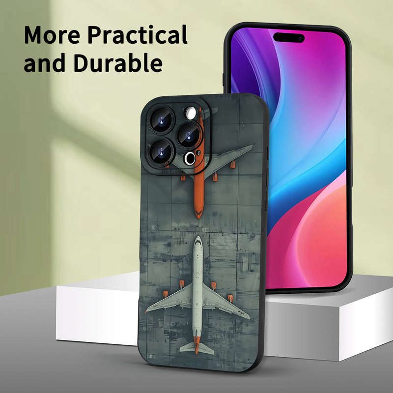 1Pc Black For iPhone 13 Mini Airplane Patter Phone Case