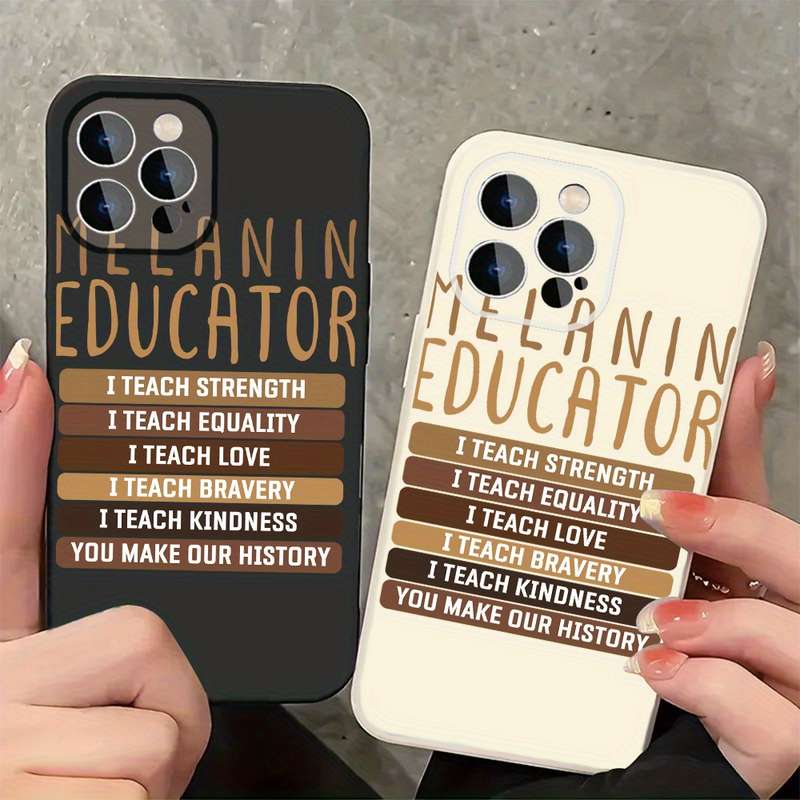 1Pc Black For iPhone 16 Pro Max Empowering Educator Phone Case