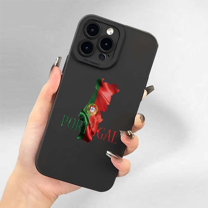1Pc Black For iPhone XS Max Portuguese Flag Design Phone Case