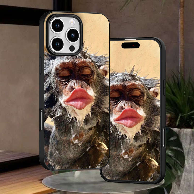 1Pc Black For iPhone XS Max Funny Kiss Pattern Phone Case
