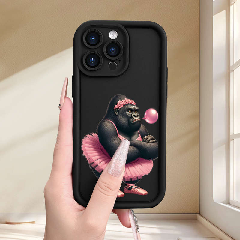1Pc Black For iPhone 13 Mini Dancing Gorilla Phone Case