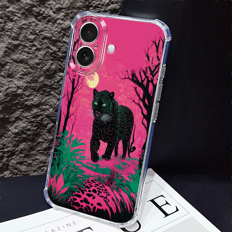 1Pc Mixed Color For iPhone 16 Plus Graffiti African Leopard Phone Case