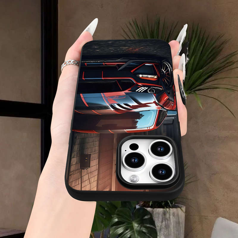 1Pc Black For iPhone 7 Plus 8 Plus Sports Car Pattern Phone Case