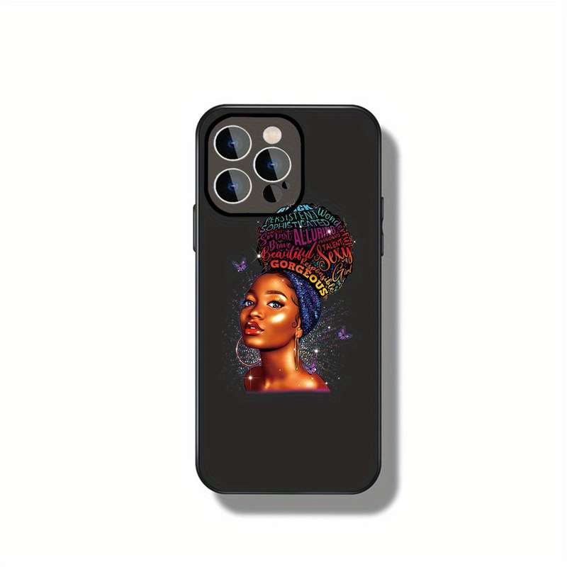 1Pc Black For iPhone 15 Pro Max Empowered Woman Phone Case