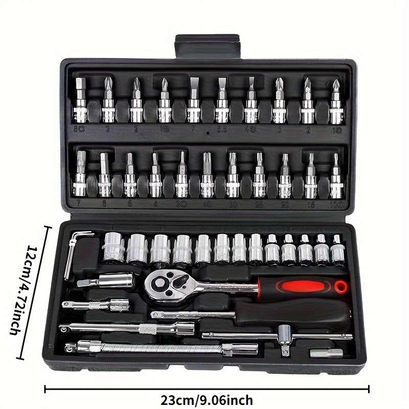Screwdriver Bit Tool Set Color 46 Piece Socket Set Black Size Ht53And46 5746