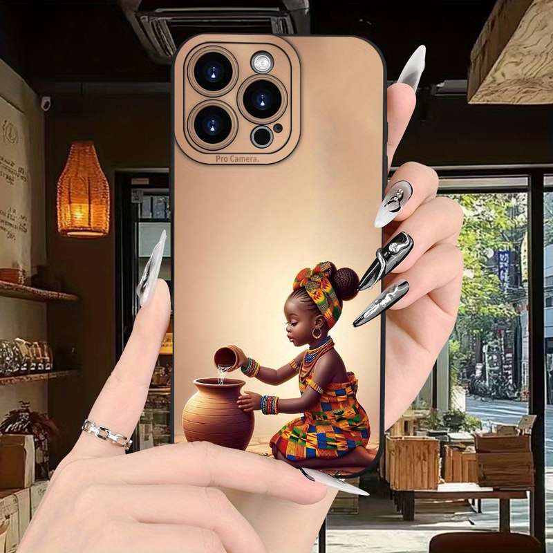 1Pc Black For iPhone SE African Style Pattern Phone Case