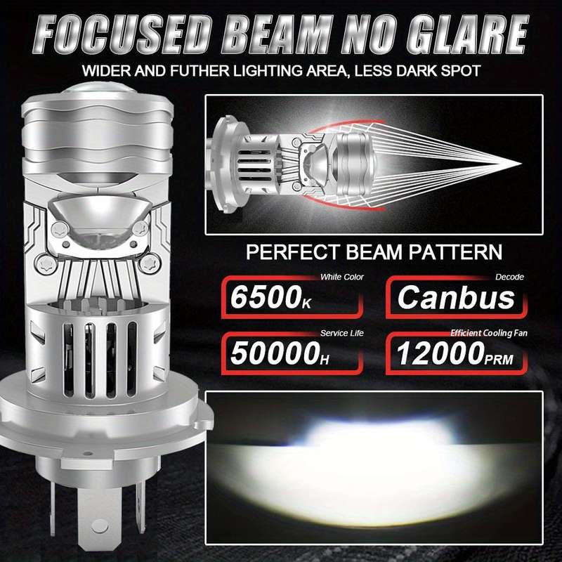 2pcs H4 LED Headlight Bulbs 12V Super Bright 6500K White Turbo Mini Diode Automotive