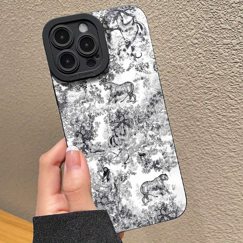 1Pc Mixed Color  For iPhone XR Black White Forest Phone Case