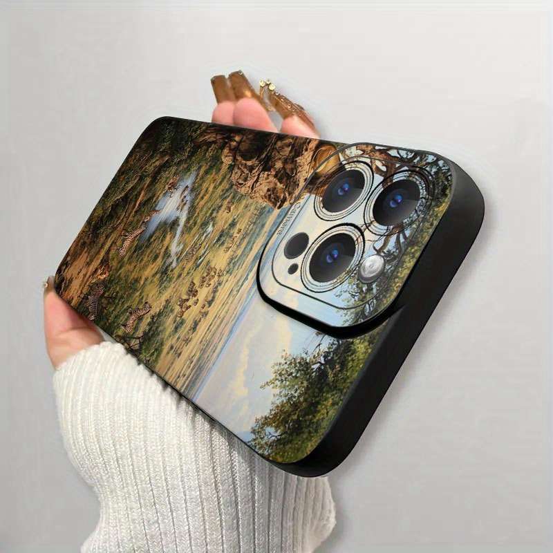 1Pc Black For iPhone 11 Pro Max Wildlife African Savanna Phone Case