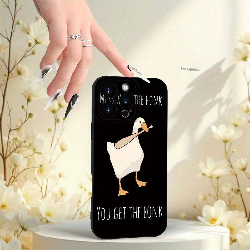 1Pc Black For iPhone XS Baseball Goose Pattern Phone Case