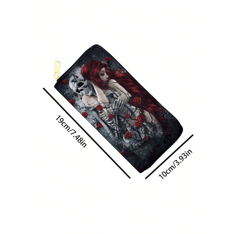 1pc Flower Skull Butterfly PU Wallet Vintage Halloween Wallet Creative Halloween Wallet Skeleton Pr