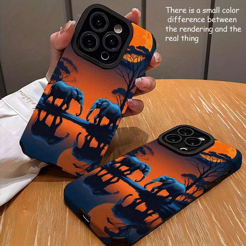 1Pc Mixed Color For iPhone 7 Plus 8 Plus Elephant African Sunset Phone Case