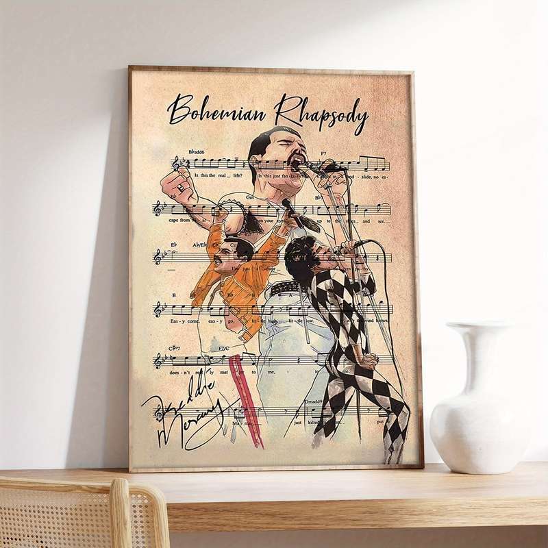 1pc  Boho Rhapsoidy Canvas Music Art Poster Vintage Modern Style Frameless Wall Decor for L