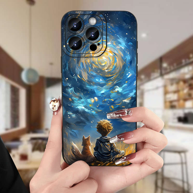 1Pc Black For iPhone XR Fox Pattern Phone Case