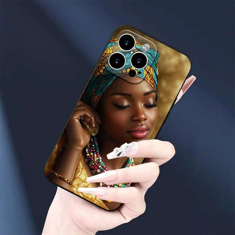 1Pc Black For iPhone 14 Plus Serene African Woman Phone Case