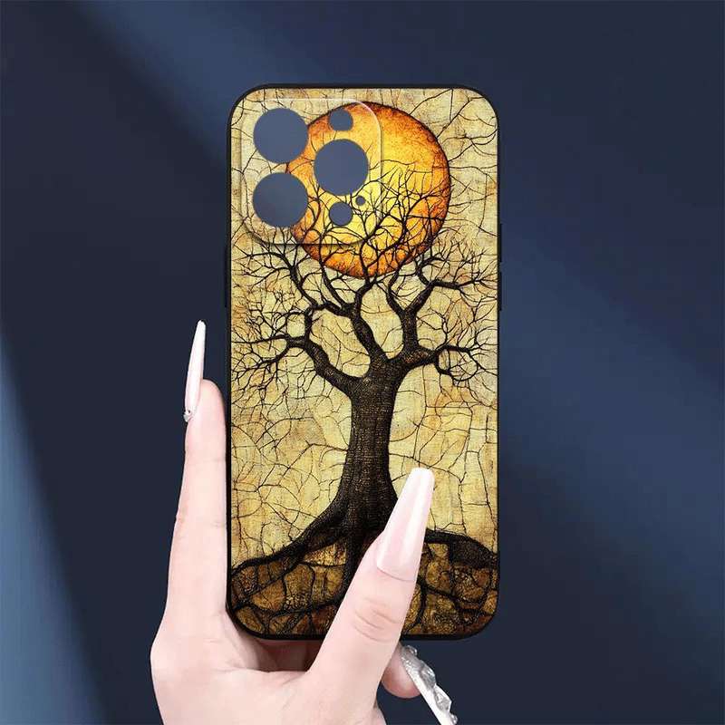1Pc Black For iPhone 15 Pro Max African Sunset Phone Case