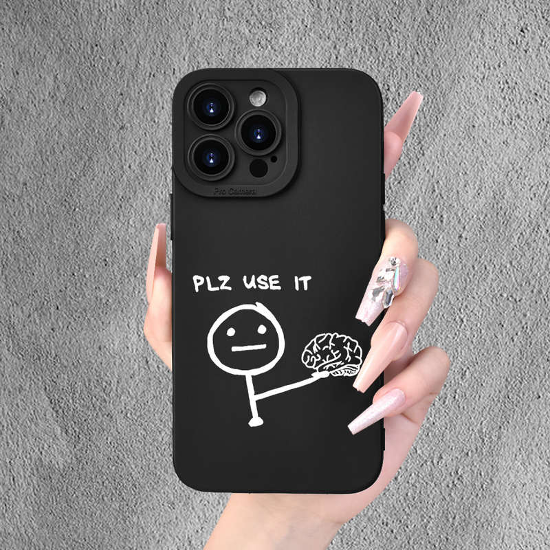 1Pc White For iPhone 13 Black And White Pattern Couple Phone Case