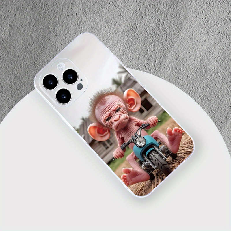 1Pc Transparent For iPhone XR Funny Cute Monkey Phone Case