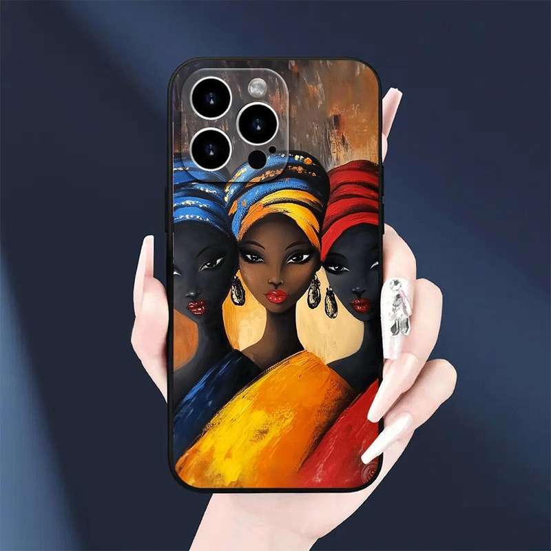 1Pc Black For iPhone 13 African Designed Phone Case