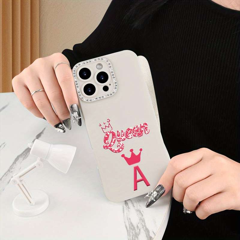 1Pc Ivory White For iPhone XS Max Letter A Print Phone Case