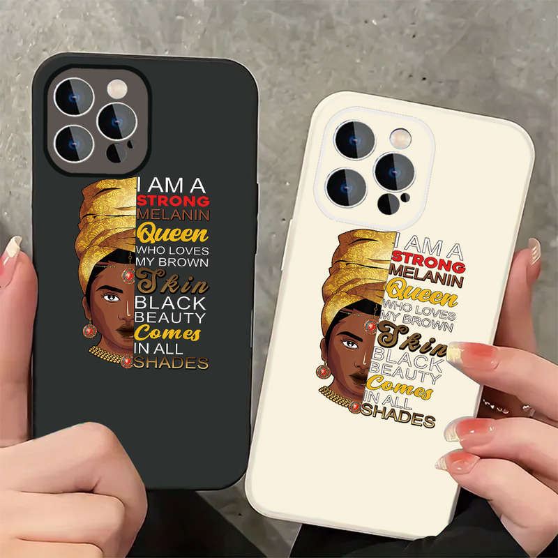 1Pc Black For iPhone 15 Plus Melanin And Beauty Phone Case