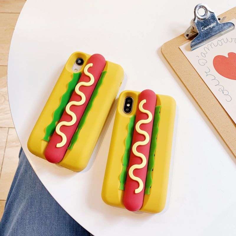 1Pc Mixed Color For iPhone 16 Pro Max Cute Hot Dog Phone Case