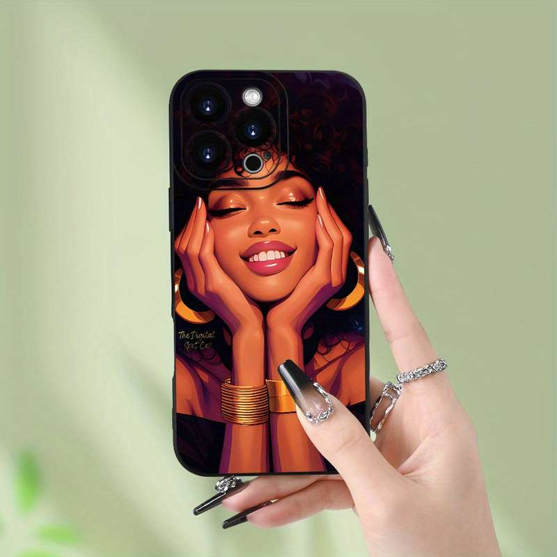 1Pc Black For iPhone XR African-Themed Girl Phone Case
