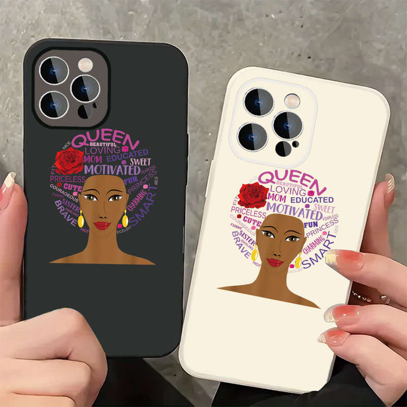 1Pc Black For iPhone 15 Plus Queen Strength And Beauty Phone Case