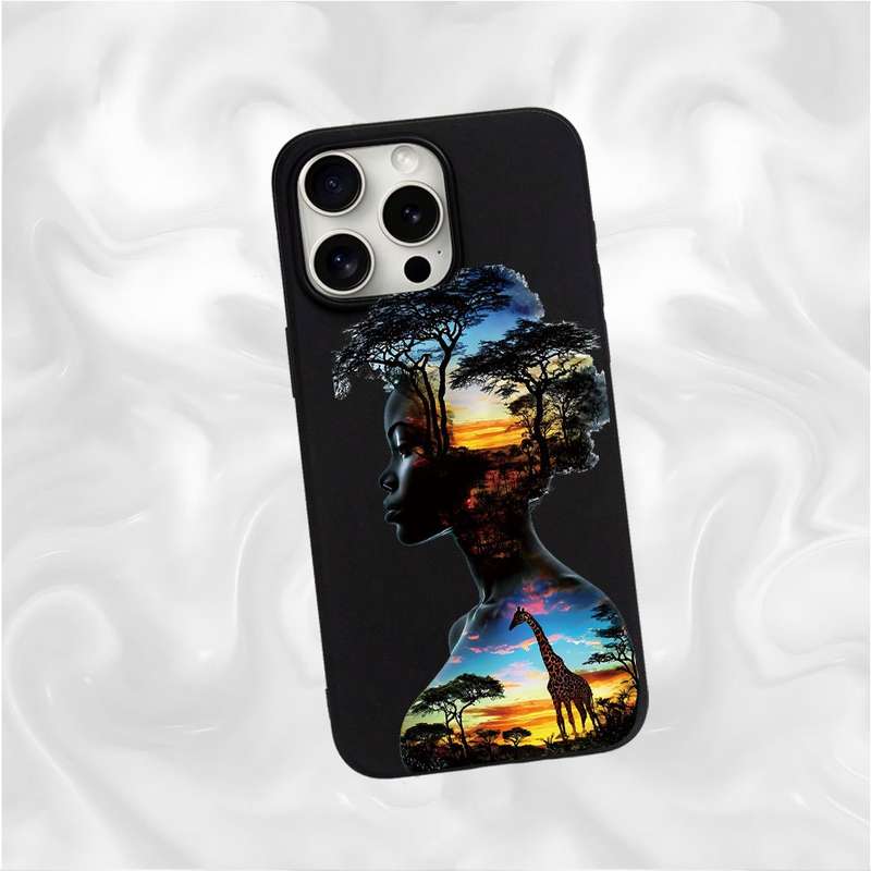 1Pc Black For iPhone 7 Plus 8 Plus Sunset African Beauty Phone Case