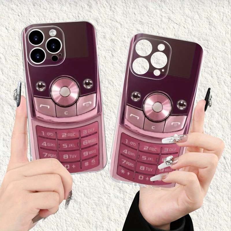 1Pc Transparent For iPhone 15 Pro Retro Mobile Phone Phone Case