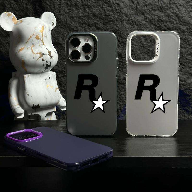 1Pc Blue For iPhone 16 Plus R Star Pattern Phone Case