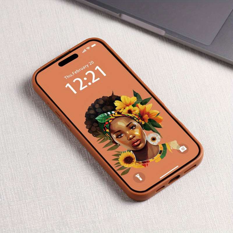 1Pc A-Brown For iPhone XR African Featuring Sunflowe Phone Case