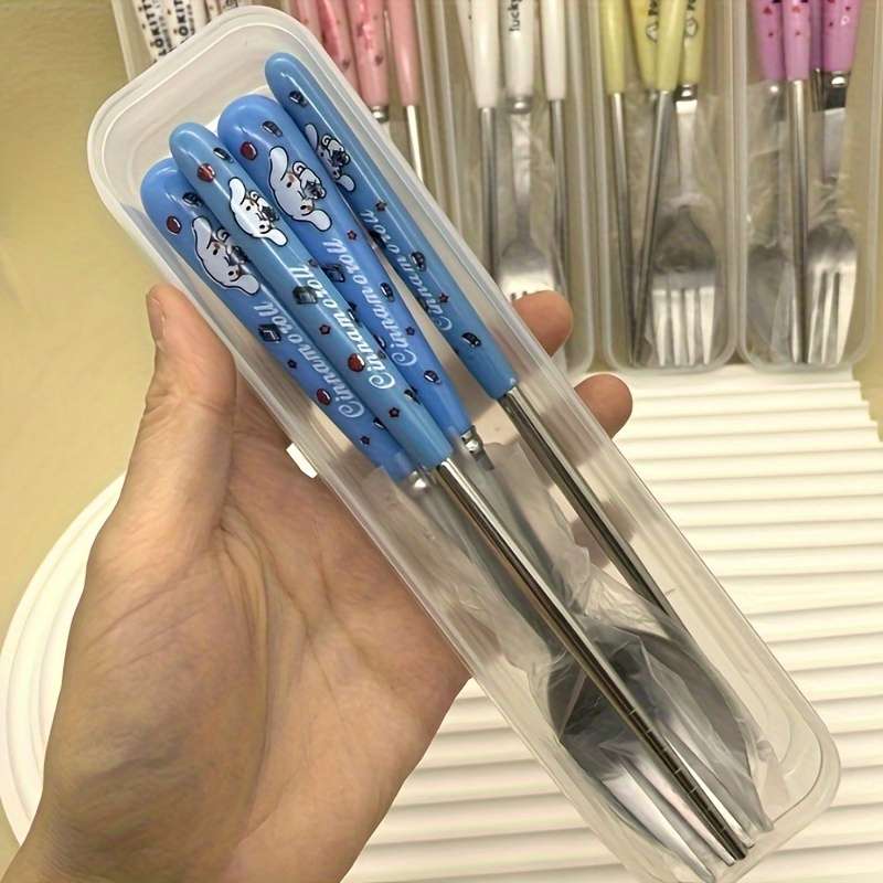 3pcs Stainless Steel Cutlery Set Cute for kuromi for My Melody and Chao Chao Designs Incl
