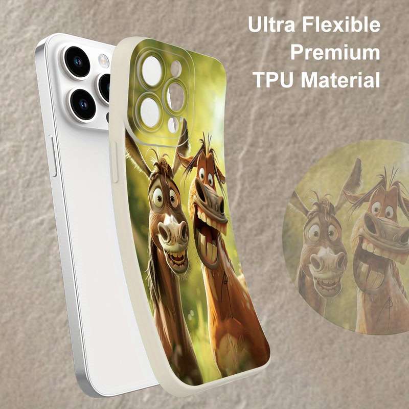 1Pc Ivory White For iPhone 7 8 SE2 SE3 Cute Funny Donkey Phone Case