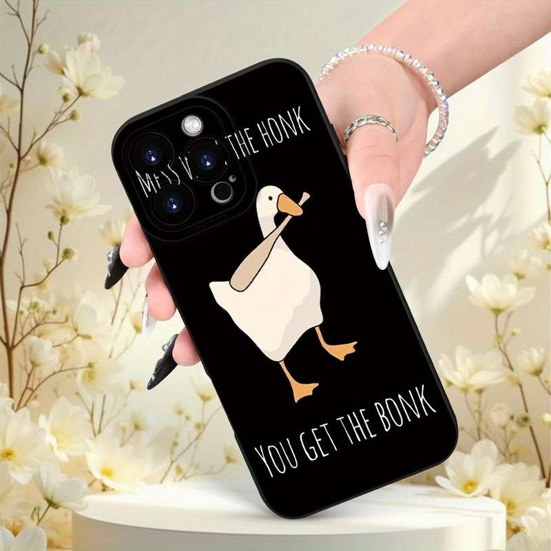 1Pc Black For iPhone XS Baseball Goose Pattern Phone Case