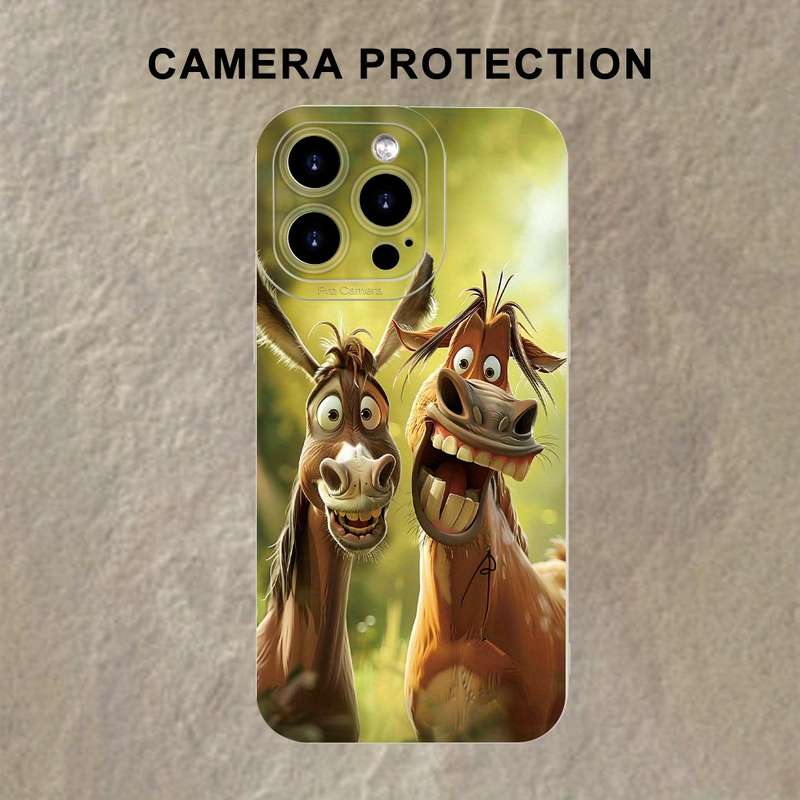1Pc Ivory White For iPhone 7 8 SE2 SE3 Cute Funny Donkey Phone Case