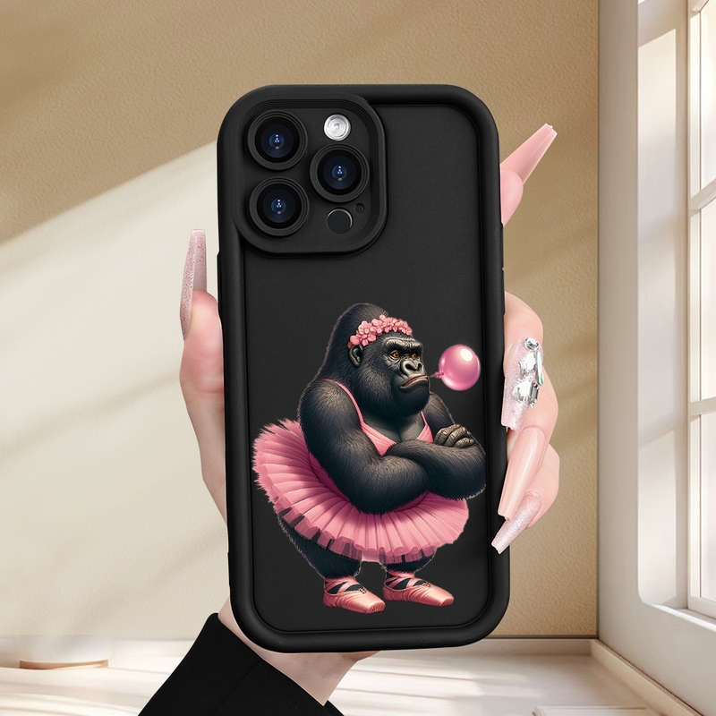 1Pc Black For iPhone 13 Mini Dancing Gorilla Phone Case