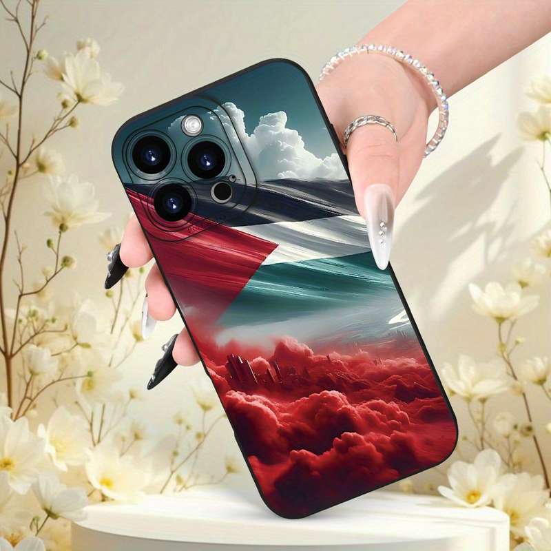1Pc Black For iPhone XS Max Flag Pattern Phone Case