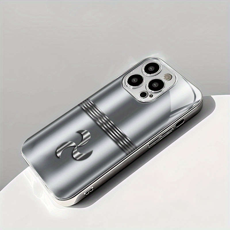 1Pc Silvery For iPhone 14 Plus Business Logo Pattern Phone Case