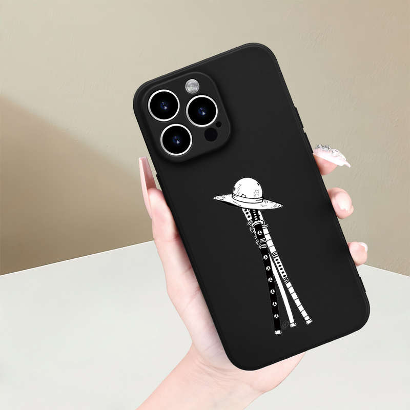 1Pc Black For iPhone 12 Weapons And Straw Hat Phone Case