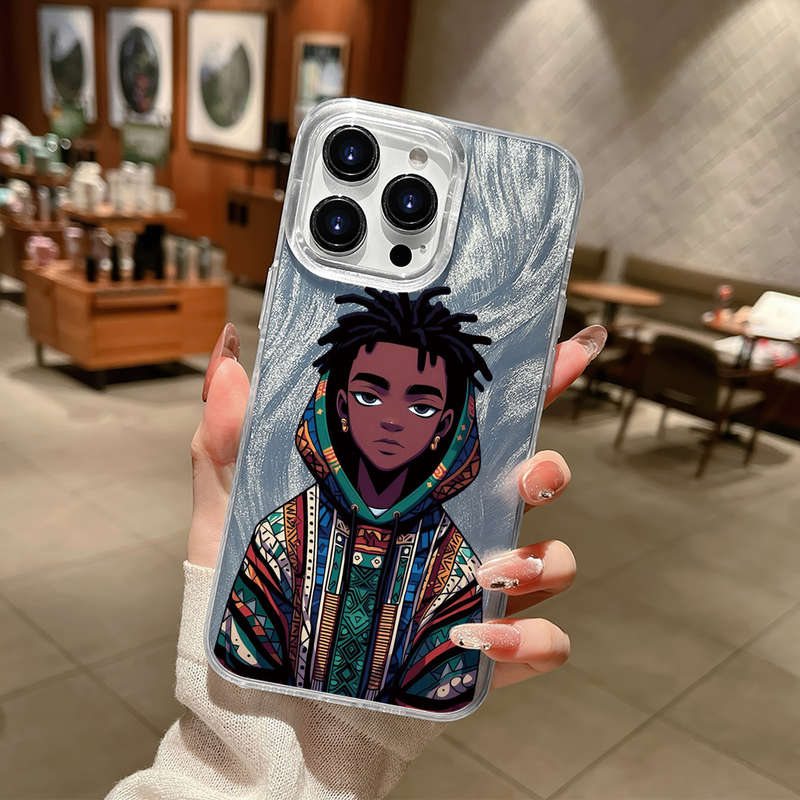 1Pc Transparent For iPhone 15 Plus African Youth Phone Case