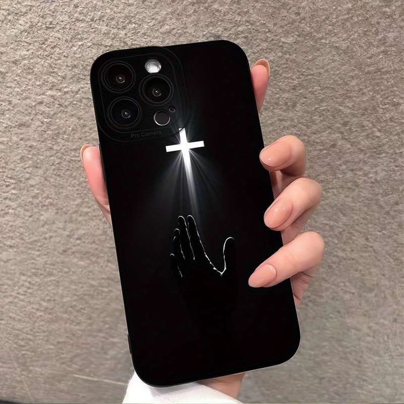 1Pc Black For iPhone 12 Mini Cross Pattern Phone Case