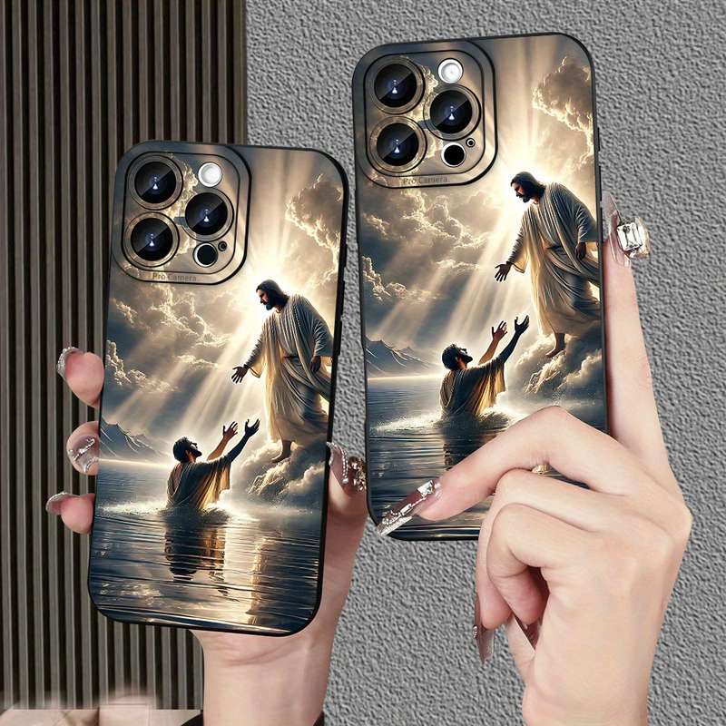 1Pc Black For iPhone 13 Pro Max Jesus Designed Phone Case