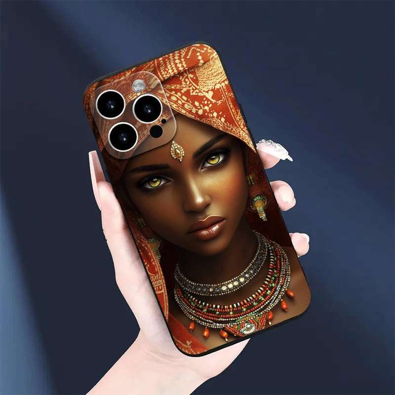 1Pc Black For iPhone 15 Pro Max Classic African Woman Phone Case